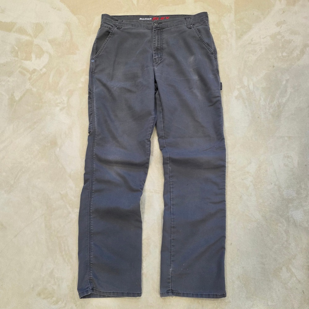 Dickies Flex Mens Carpenter Work Pants Gray Canvas Utility 34x34 Regular Fit